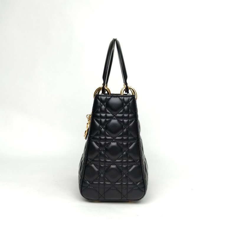 DIOR Lady戴妃包五格黑色羊皮金扣2012肩背包-1