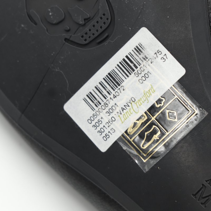 Alexander McQueen 麥昆 經典 黑色 皮革 金色水晶骷髏裝飾 平底鞋-10