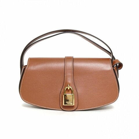 CELINE TABOU鎖頭法棍包金棕色光面牛皮肩背包