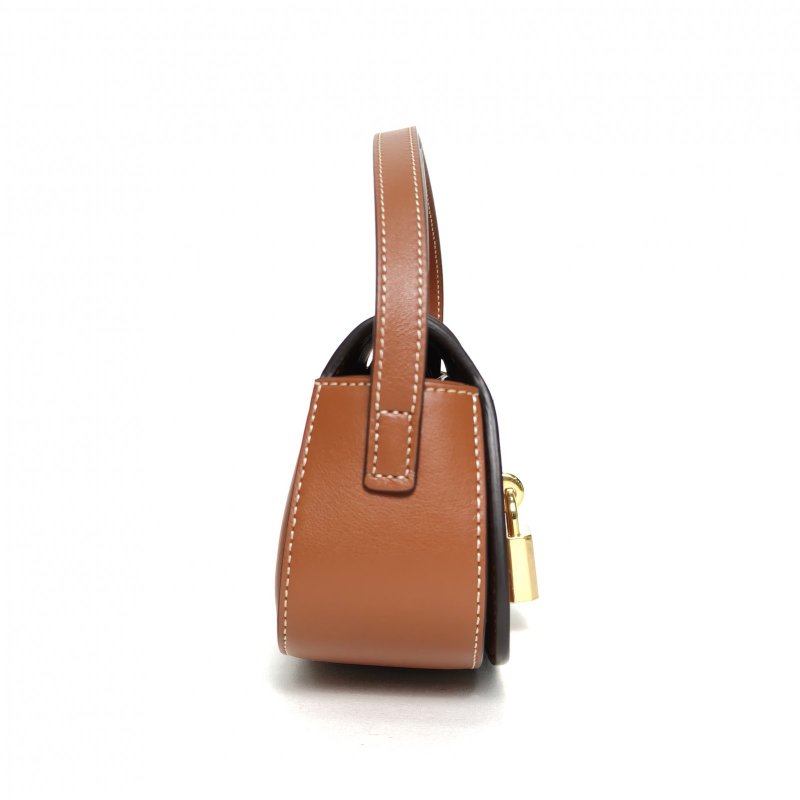 CELINE TABOU鎖頭法棍包金棕色光面牛皮肩背包-3