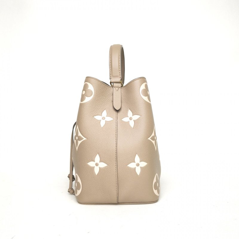 LOUIS VUITTON NÉONOÉ水桶包中號26灰色牛皮金扣晶片老花壓紋肩背包-1