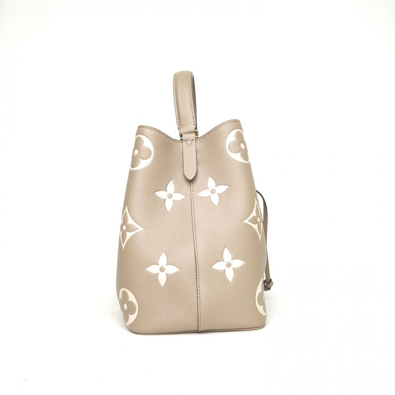 LOUIS VUITTON NÉONOÉ水桶包中號26灰色牛皮金扣晶片老花壓紋肩背包-3