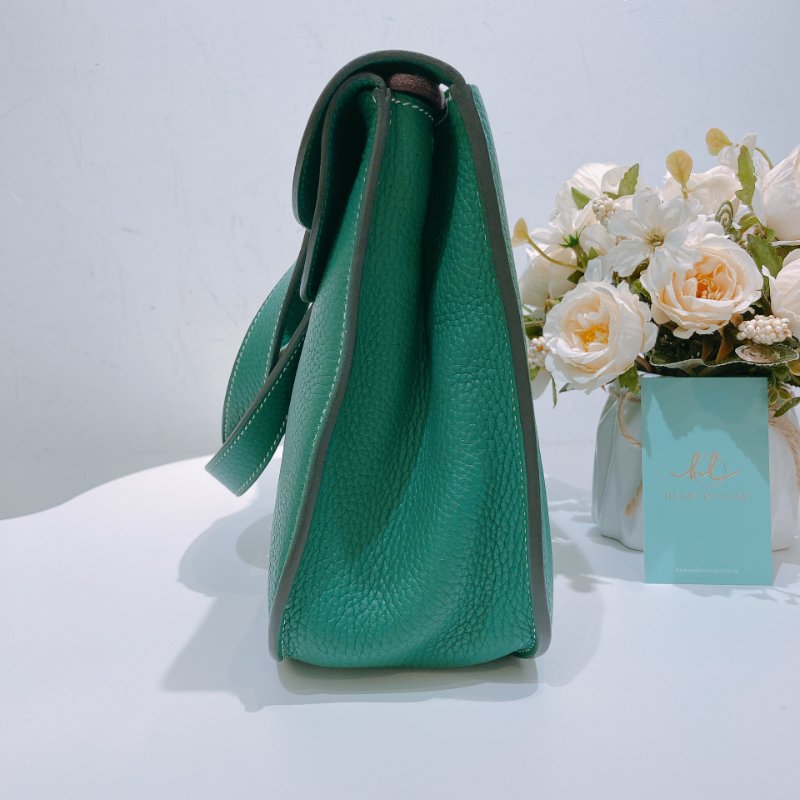 TW4591 Hermes Halzan 31愛馬仕 單肩背包 TC Skin 1K Bambou x PHW-2