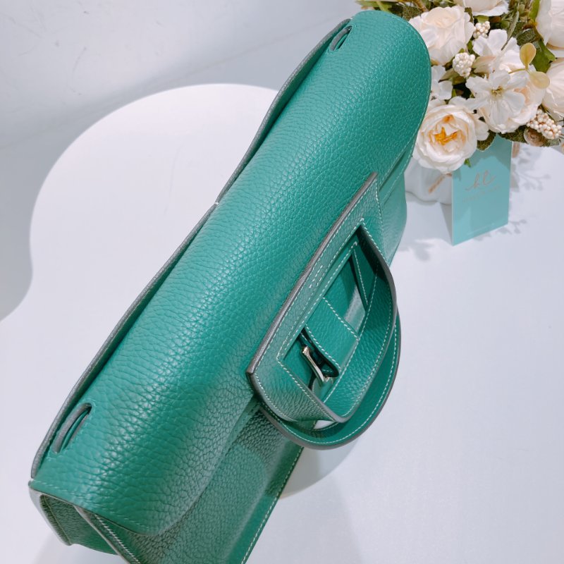 TW4591 Hermes Halzan 31愛馬仕 單肩背包 TC Skin 1K Bambou x PHW-9