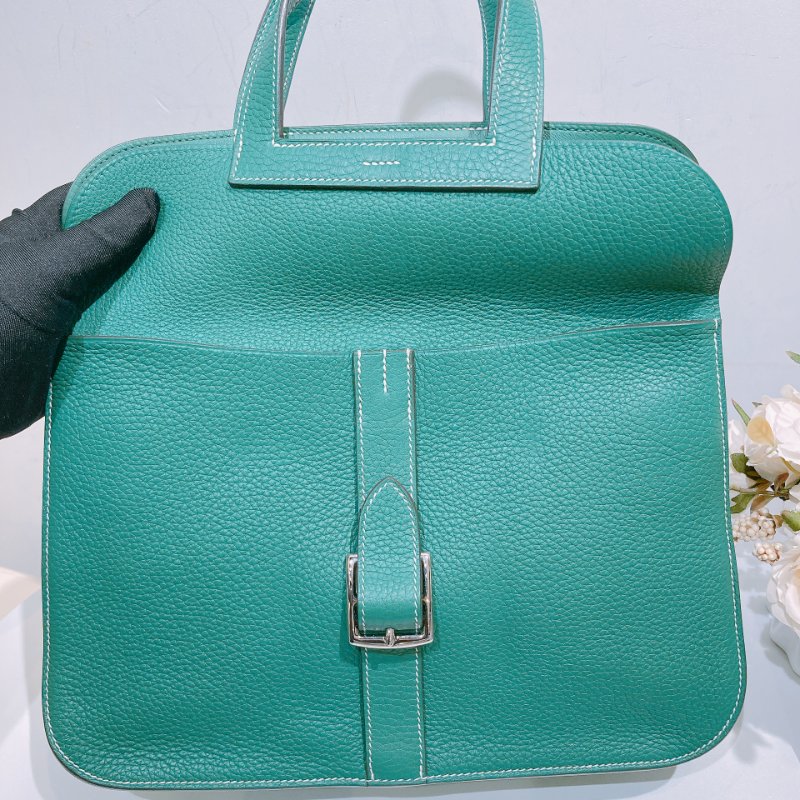 TW4591 Hermes Halzan 31愛馬仕 單肩背包 TC Skin 1K Bambou x PHW-11