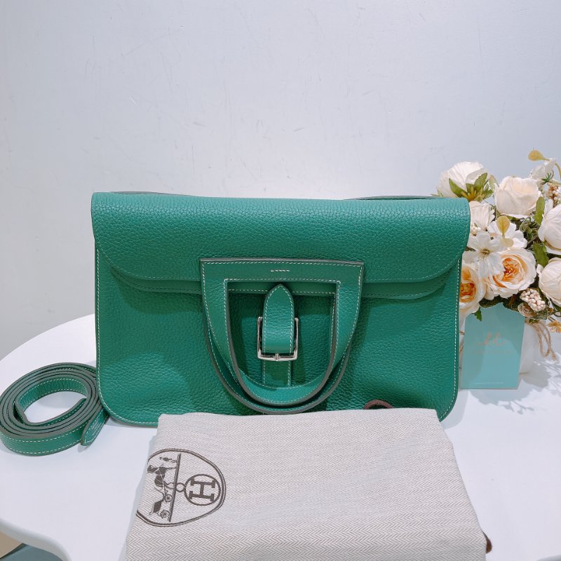 TW4591 Hermes Halzan 31愛馬仕 單肩背包 TC Skin 1K Bambou x PHW-22