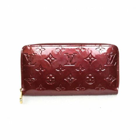 LOUIS VUITTON 中古漆皮麻將包車厘子紅漆皮2011長款拉鏈錢包肩背包