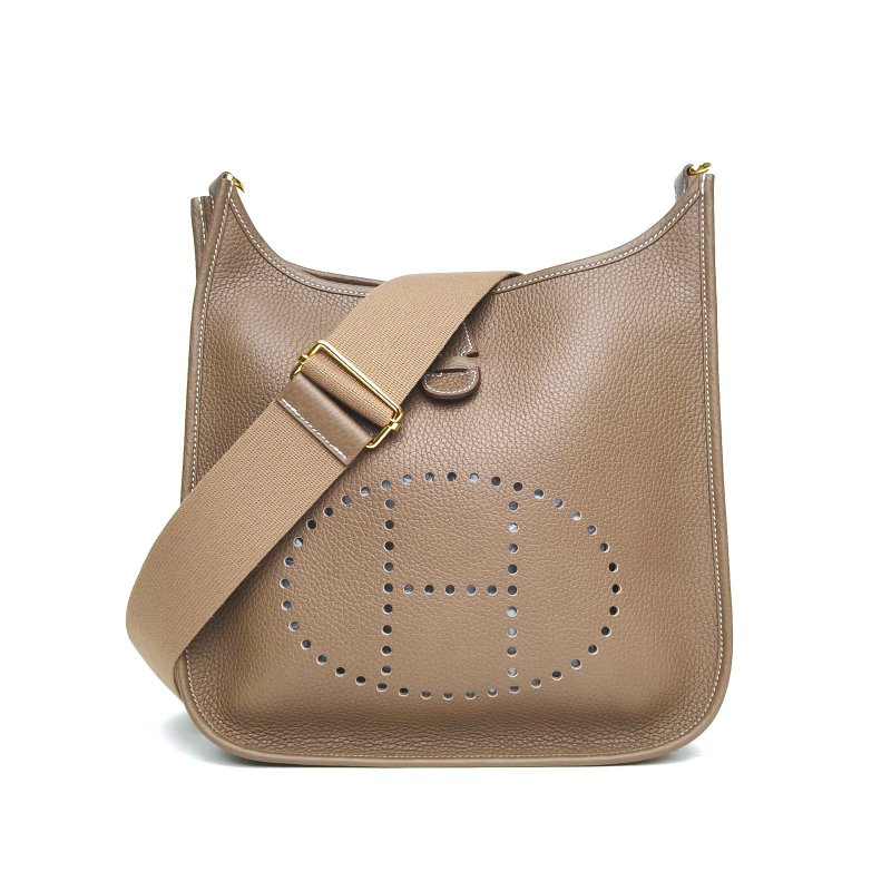 HERMES Evelyne小號2918大象灰TC皮U刻金扣肩背包-0