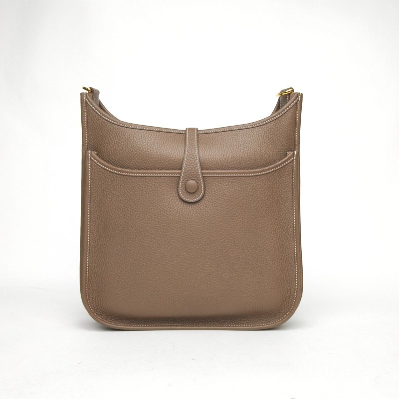 HERMES Evelyne小號2918大象灰TC皮U刻金扣肩背包-2