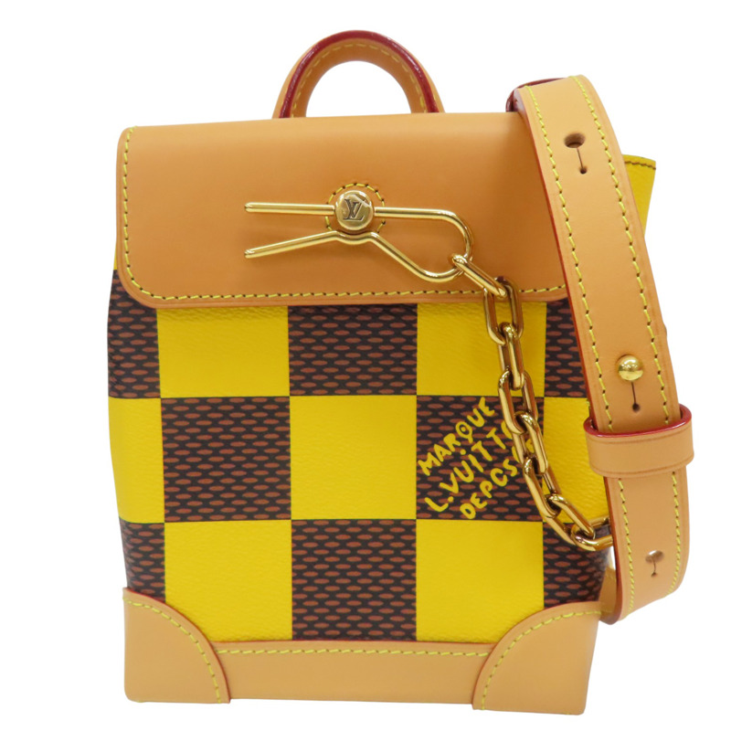 黃/棕色 棋盤格帆布 Pop Nano Steamer 肩背包【 LOUIS VUITTON LV 路易威登 】 N40536-0