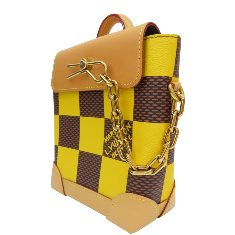 黃/棕色 棋盤格帆布 Pop Nano Steamer 肩背包【 LOUIS VUITTON LV 路易威登 】 N40536-2