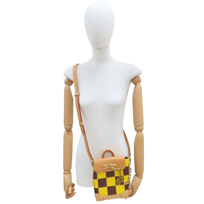 黃/棕色 棋盤格帆布 Pop Nano Steamer 肩背包【 LOUIS VUITTON LV 路易威登 】 N40536-6