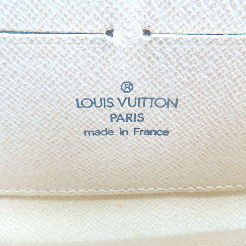 米色 棋盤格帆布 Small Item 拉鍊長夾 溢膠【LOUIS VUITTON LV 路易威登】 N60019-5