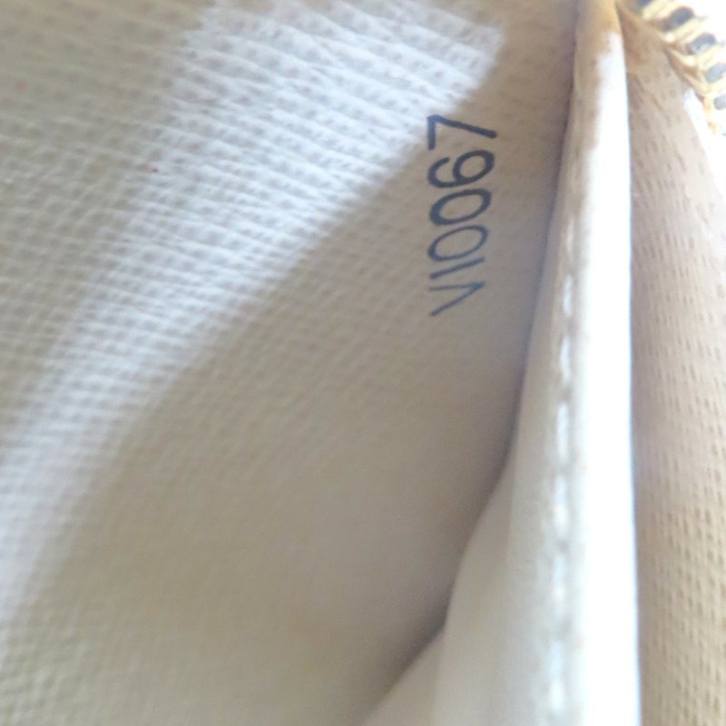 米色 棋盤格帆布 Small Item 拉鍊長夾 溢膠【LOUIS VUITTON LV 路易威登】 N60019-6