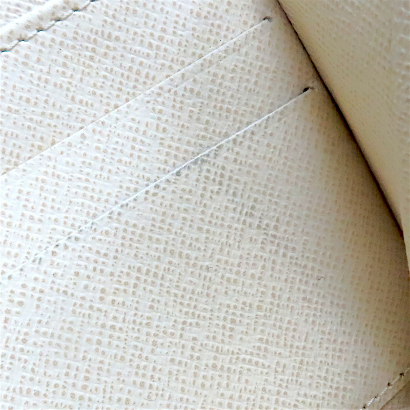 米色 棋盤格帆布 Small Item 拉鍊長夾 溢膠【LOUIS VUITTON LV 路易威登】 N60019-13