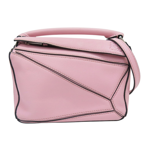 粉色 牛皮 Puzzle Mini 肩背包【LOEWE 羅威】 322.30.U95