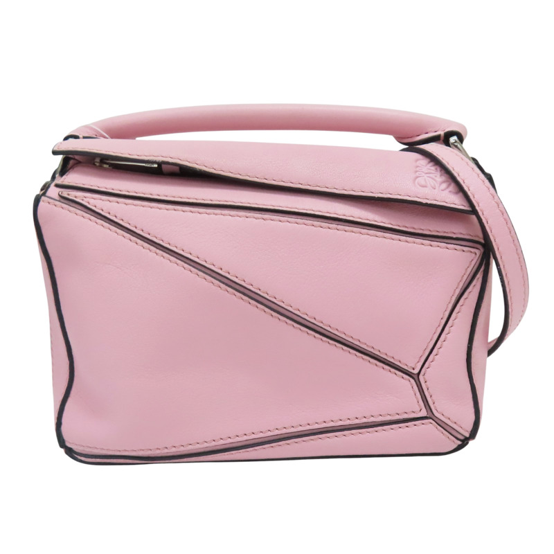 粉色 牛皮 Puzzle Mini 肩背包【LOEWE 羅威】 322.30.U95-0