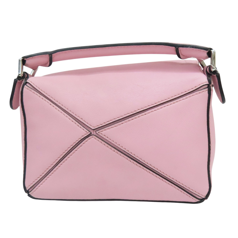 粉色 牛皮 Puzzle Mini 肩背包【LOEWE 羅威】 322.30.U95-1