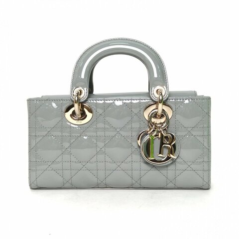 DIOR LadyD-Joy橫版戴妃包小號22綠色漆皮金扣2023肩背包