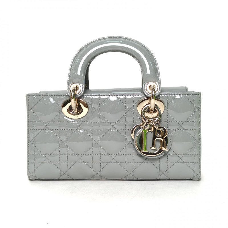 DIOR LadyD-Joy橫版戴妃包小號22綠色漆皮金扣2023肩背包-0