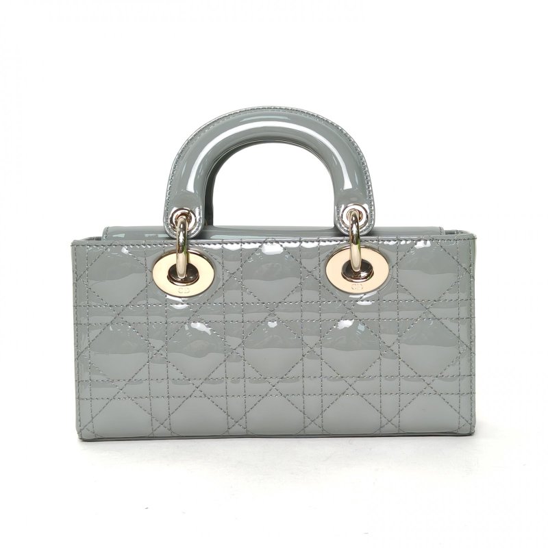 DIOR LadyD-Joy橫版戴妃包小號22綠色漆皮金扣2023肩背包-2