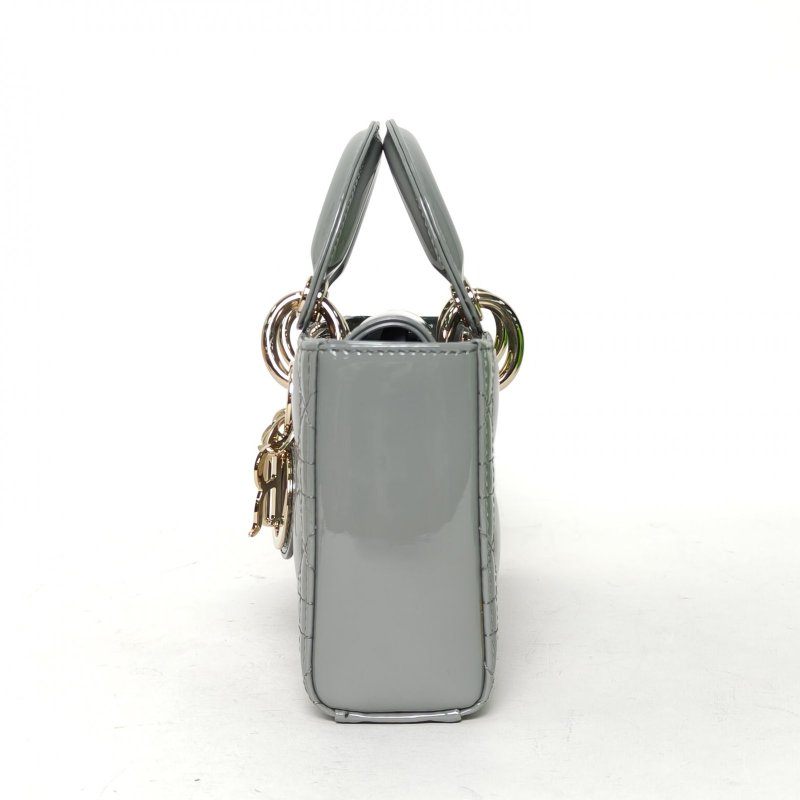 DIOR LadyD-Joy橫版戴妃包小號22綠色漆皮金扣2023肩背包-3