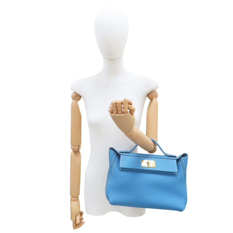 牛仔藍 Togo牛皮 24/24 29 兩用包 W刻 金釦【HERMES 愛馬仕】-10