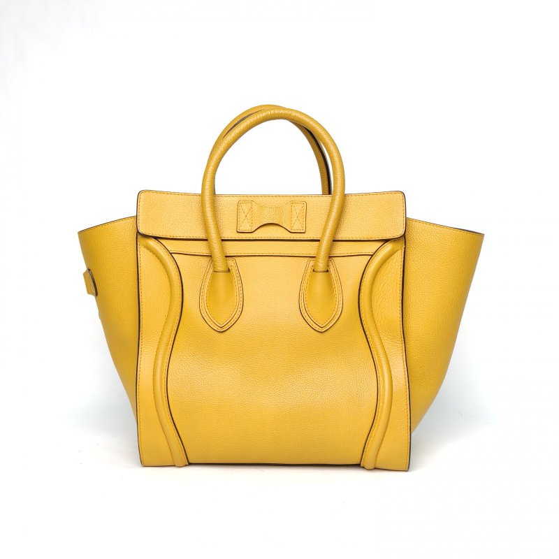 CELINE Luggage笑臉包Mini30黃色牛皮肩背包-2