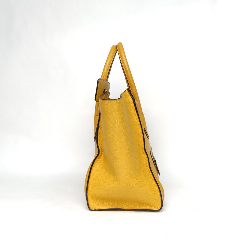 CELINE Luggage笑臉包Mini30黃色牛皮肩背包-3