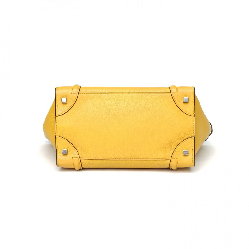 CELINE Luggage笑臉包Mini30黃色牛皮肩背包-4