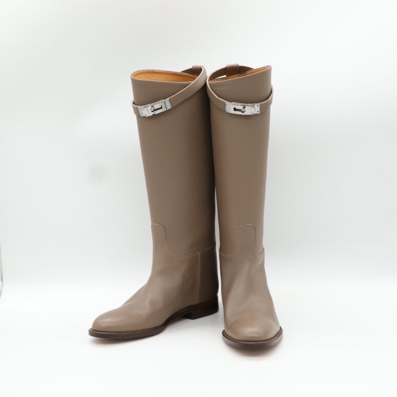 Hermès 愛馬仕 Jumping  Etoupe Box 大象灰 小牛皮 長靴-1