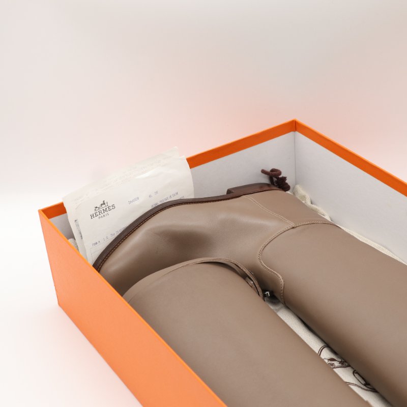 Hermès 愛馬仕 Jumping  Etoupe Box 大象灰 小牛皮 長靴-11
