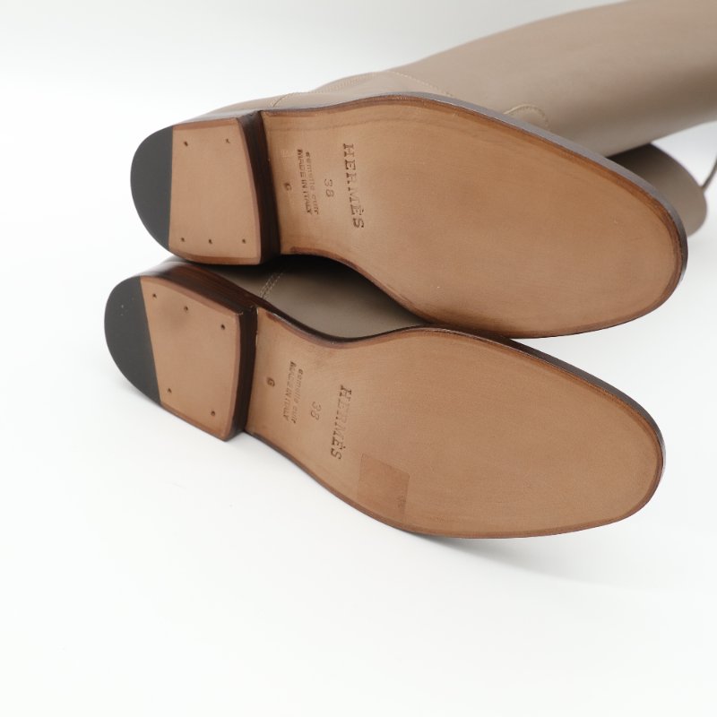 Hermès 愛馬仕 Jumping  Etoupe Box 大象灰 小牛皮 長靴-13