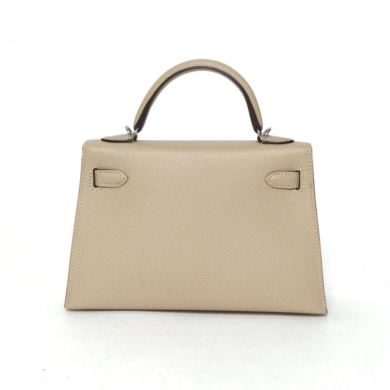 HERMES KellyMini二代19S2風衣灰Epsom皮Z刻銀扣肩背包-2