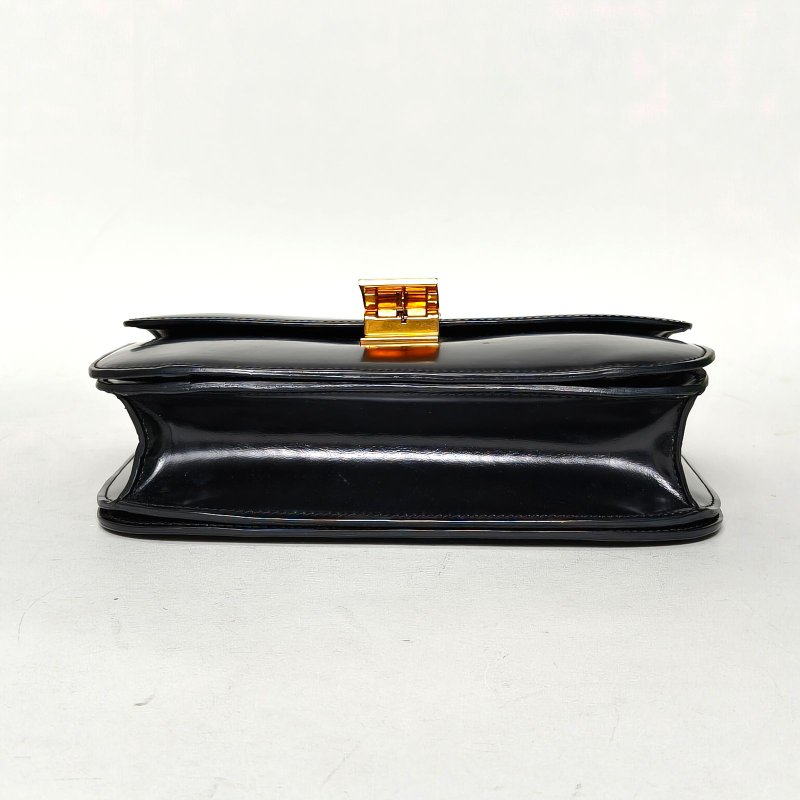 CELINE ClassicBox中號黑色牛皮金扣肩背包-4