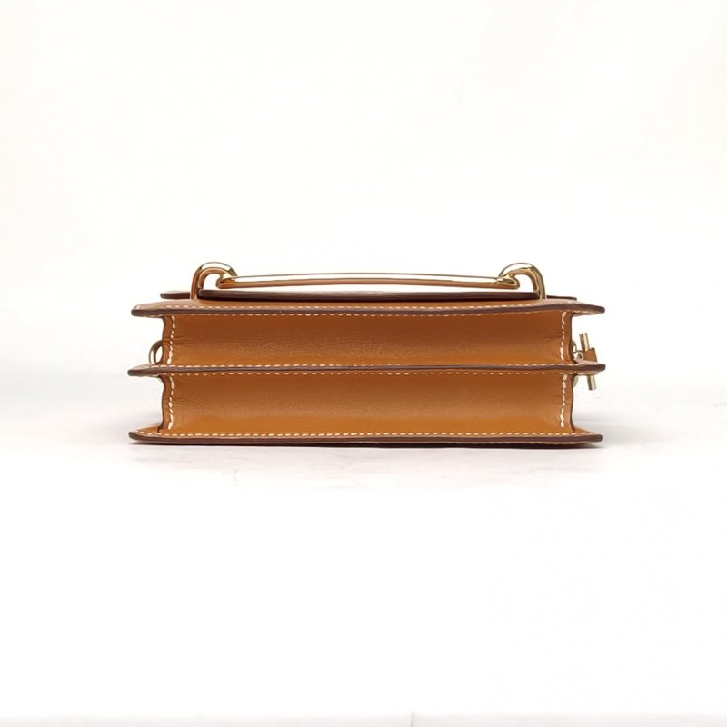 HERMES Roulis豬鼻子1921沙灘金BUTLER皮Z刻金扣肩背包-4