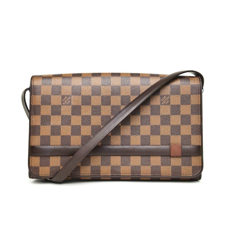 LOUIS VUITTON 棕色棋盤格PVC2002中古tribeca單肩包腋下包28肩背包-0