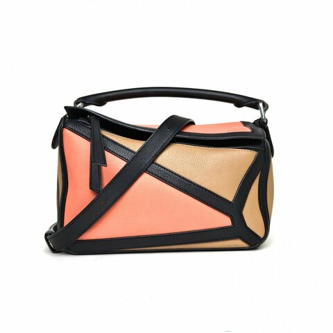 LOEWE Puzzle24幾何包小號拼色牛皮肩背包