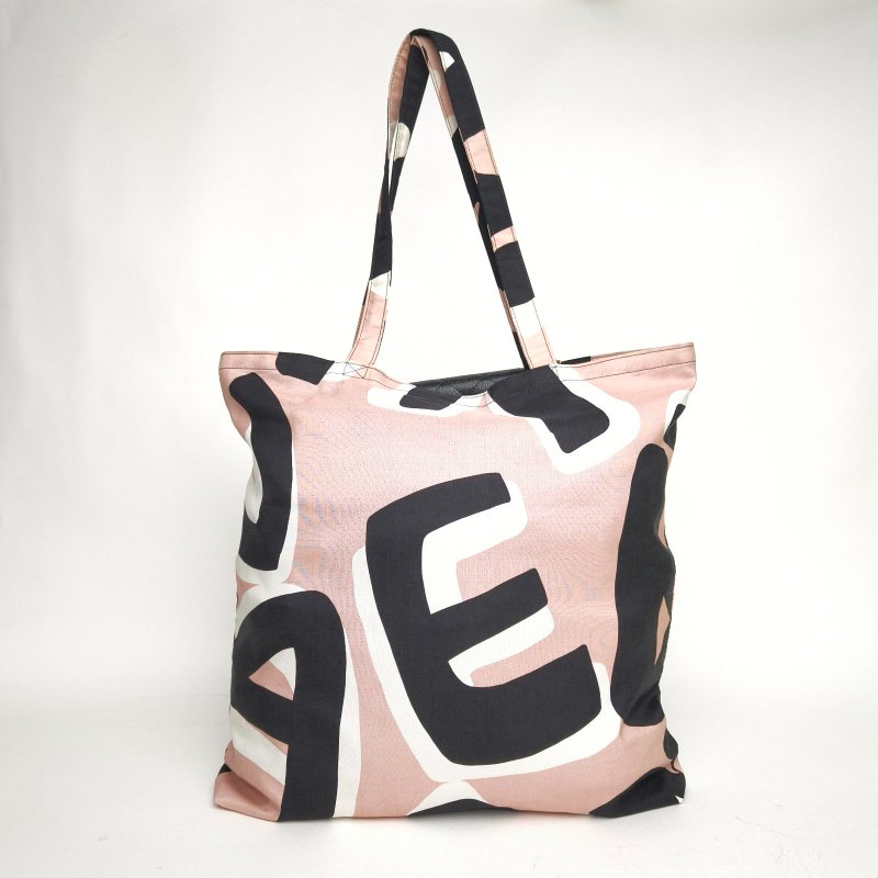 CHANEL 21K折疊收納環保購物包WOC拼色荔枝牛皮/帆布31開金扣肩背包-2