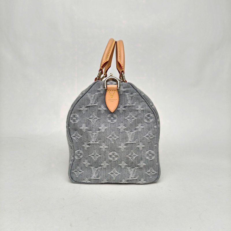 LOUIS VUITTON Sp30灰色牛仔布晶片肩背包-4