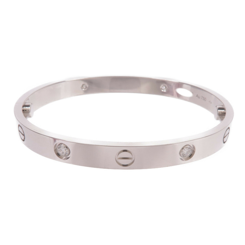 CARTIER 18K白金Love Bracelet鑽石手鐲Cartier#17-0