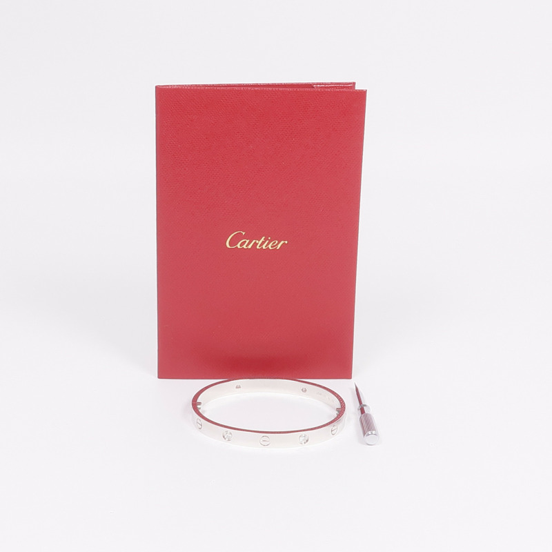 CARTIER 18K白金Love Bracelet鑽石手鐲Cartier#17-8