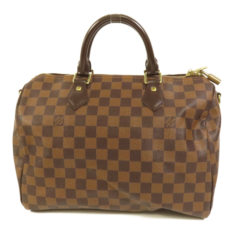 LOUIS VUITTON Damier Speedy Bandouliere 30金扣手挽肩背兩用袋-1