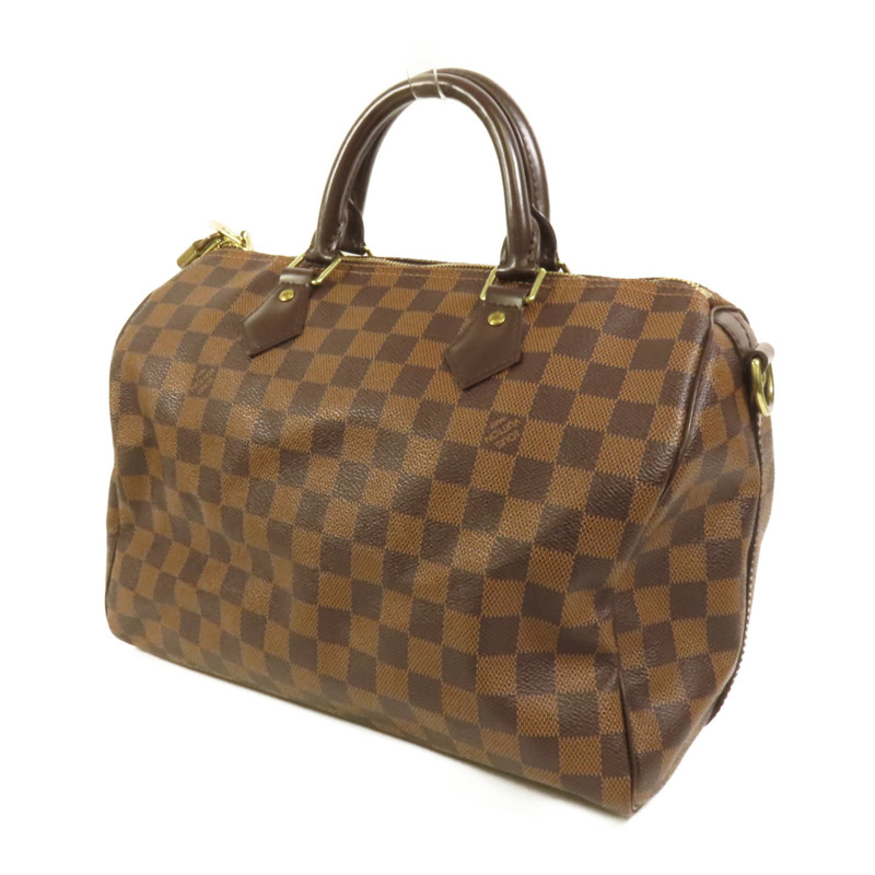 LOUIS VUITTON Damier Speedy Bandouliere 30金扣手挽肩背兩用袋-2