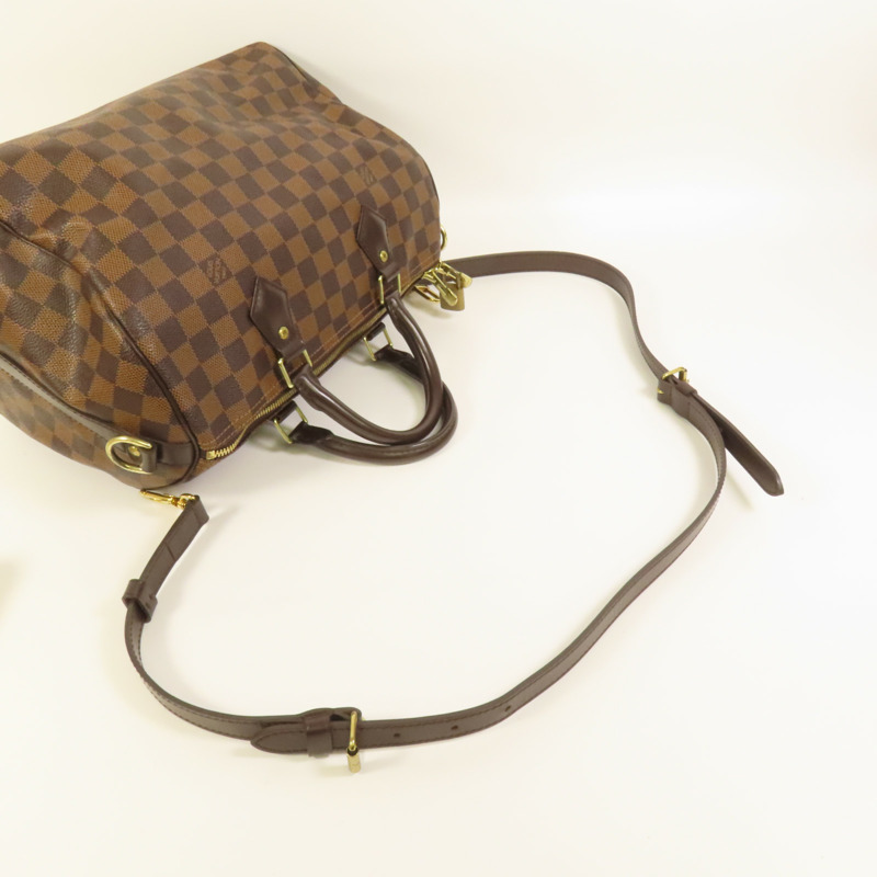 LOUIS VUITTON Damier Speedy Bandouliere 30金扣手挽肩背兩用袋-4