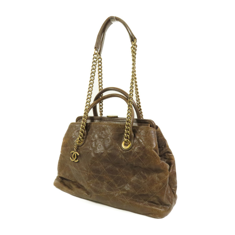CHANEL 牛皮皮革Shoulder Bag金扣手挽肩背兩用袋-2