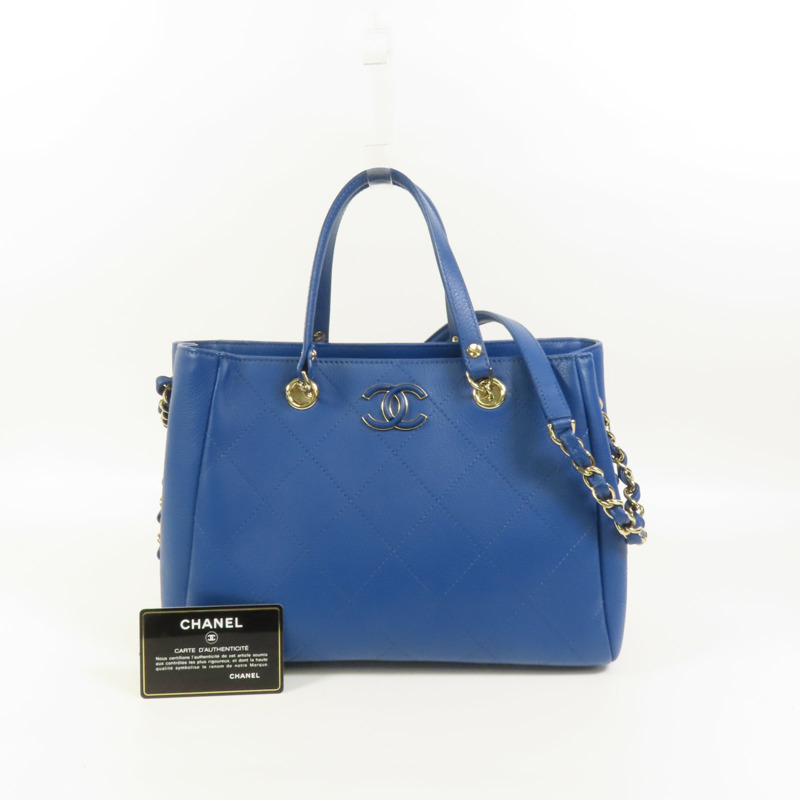 CHANEL 牛皮皮革Chain Shoulder金扣手挽肩背兩用袋-9