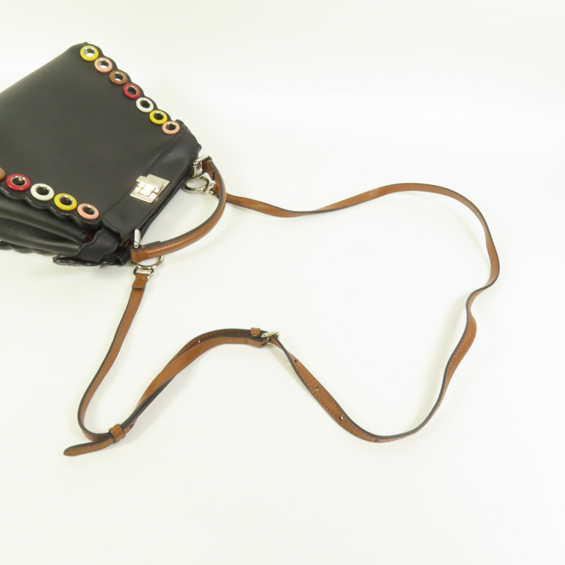 FENDI 牛皮皮革Mini Peekaboo銀扣手挽肩背兩用袋-4