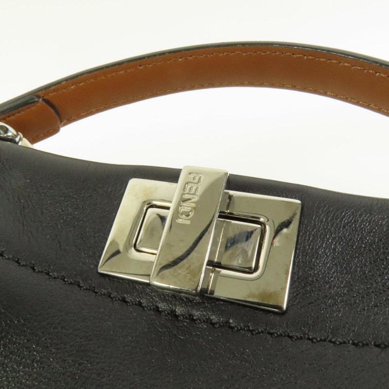 FENDI 牛皮皮革Mini Peekaboo銀扣手挽肩背兩用袋-6