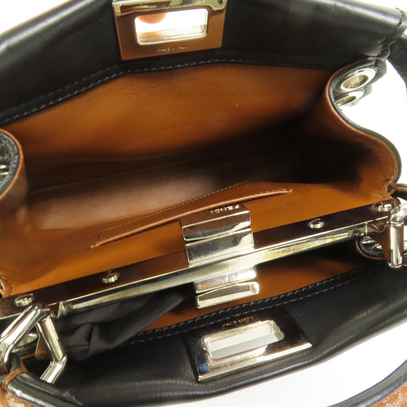 FENDI 牛皮皮革Mini Peekaboo銀扣手挽肩背兩用袋-9